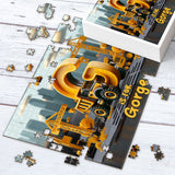 Construction Vehicles Letters - Personalized Kid Jigsaw Puzzle