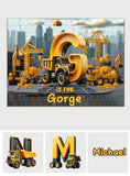 Construction Vehicles Letters - Personalized Kid Jigsaw Puzzle