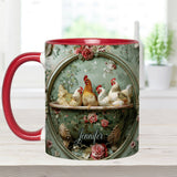Vintage Floral Chicken - Personalized Chicken Accent Mug