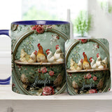 Vintage Floral Chicken - Personalized Chicken Accent Mug