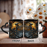 Beautiful Witch & Her Black Cat - Personalized Witch Heart Handle Mug