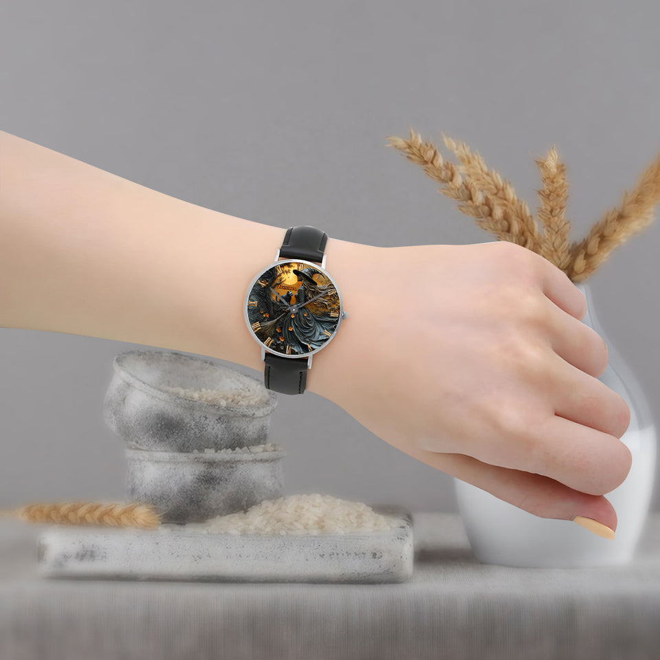 Beautiful Witch & Her Black Cat - Personalized Witch Hand Watch