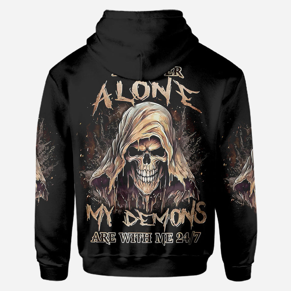 I'm Never Alone - Personalized Skull All Over Shirt