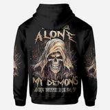 I'm Never Alone - Personalized Skull All Over Shirt
