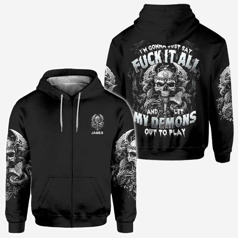 One Day I'm Gonna Just Say - Personalized Skull All Over Shirt
