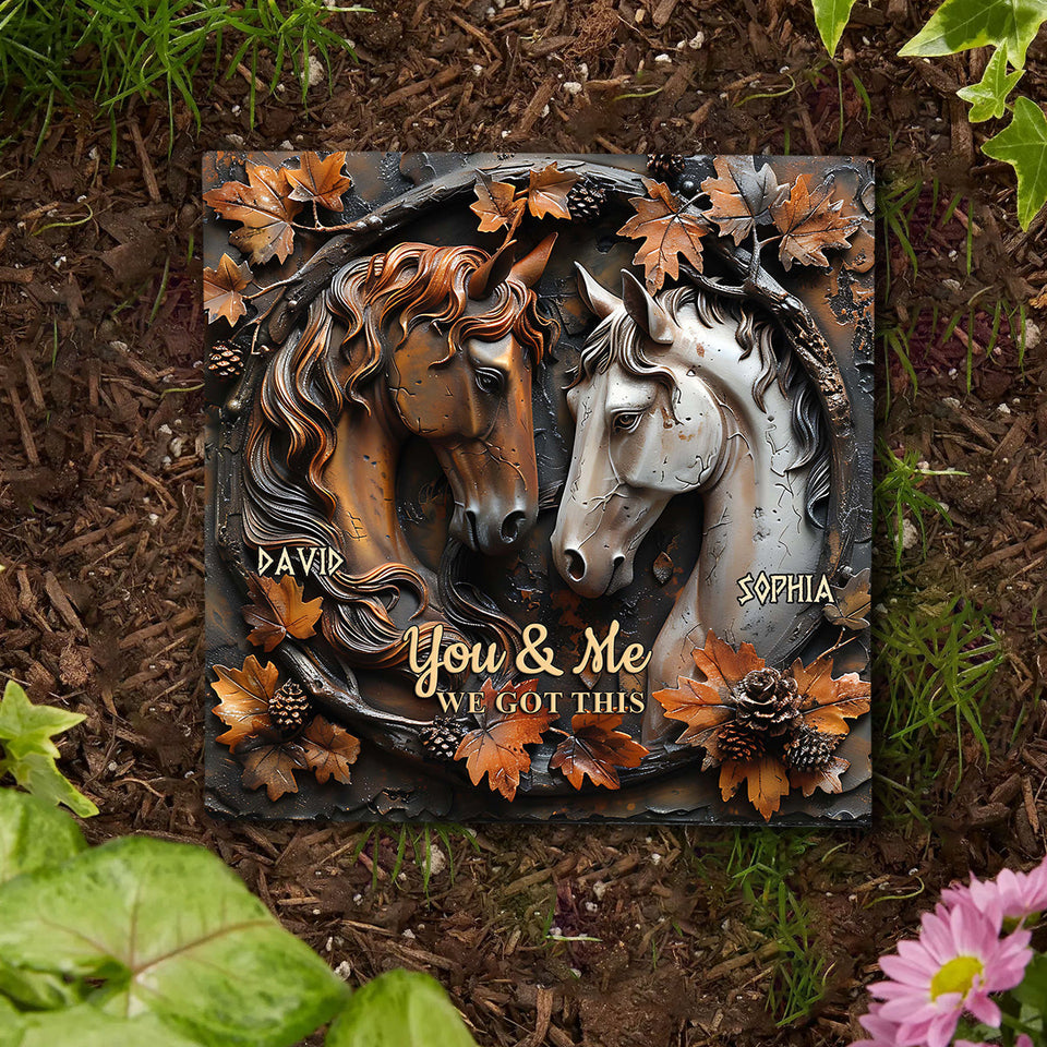 It's You & Me - Personalized Horse Square Shaped Stone