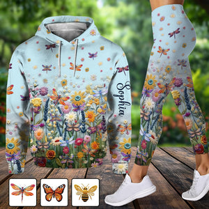 Pollinator Floral Garden - Personalized Gardening Hoodie and Leggings