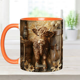 Vintage Beautiful Highland Cow - Personalized Accent Mug