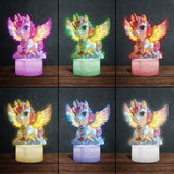 Beautiful Unicorn - Personalized Kid Shaped Plaque Light Base