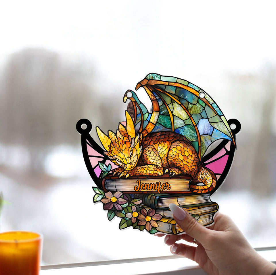 I'm A Bookdragon - Personalized Book Window Hanging Suncatcher Ornament