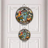 Welcome To Our Coop - Personalized Chicken Round Wood Sign