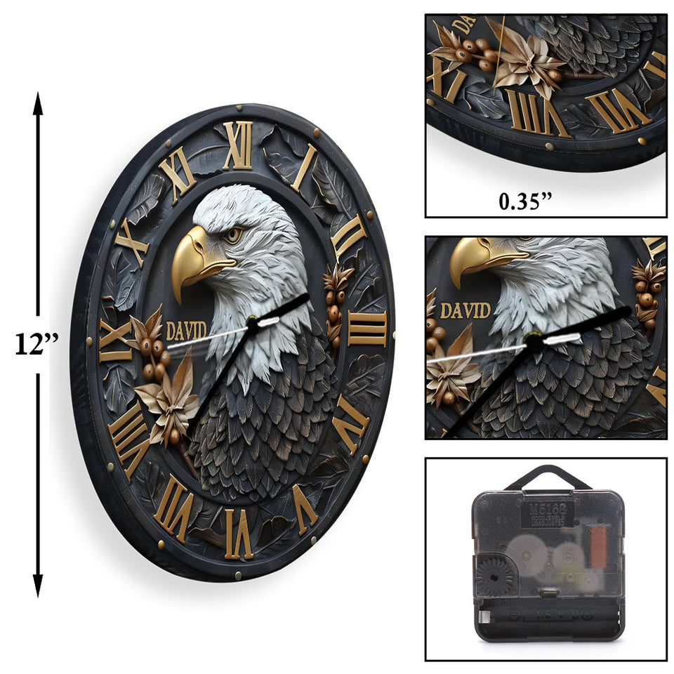 Strong Bald Eagle - Personalized Wall Clock