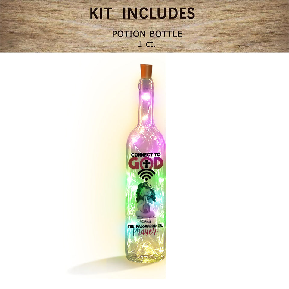 Se connecter à Dieu - Lampe personnalisée en bouteille de vin chrétienne