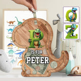 Dinosaur Coin Bank for Kids - Personalized Kid Wooden Piggy Bank