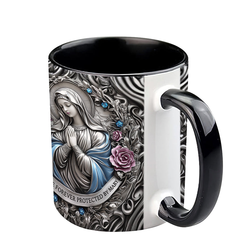 You're Forever Protected By Mary - Personalized Christian Accent Mug