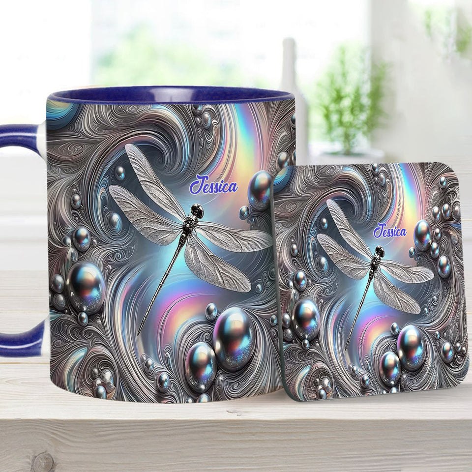 Beautiful Dragonfly - Personalized Dragonfly Accent Mug