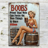 Proof That Men Can Focus on Two Things at Once - Personalized Beer Rectangle Metal Sign