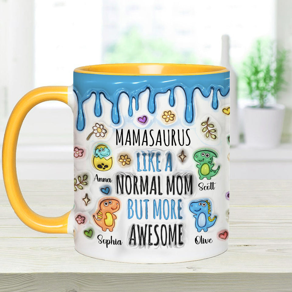 Mamasaurus And Kids - Personalized Mother Accent Mug