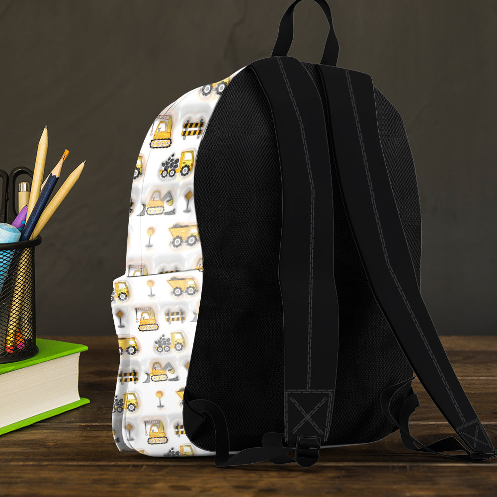 Construction Vehicles Letters - Personalized Kid Backpack