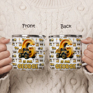 Construction Vehicle Letters - Personalized Kid Enamel Mug