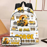 Construction Vehicle Letters - Personalized Kid Backpack & Pencil Case