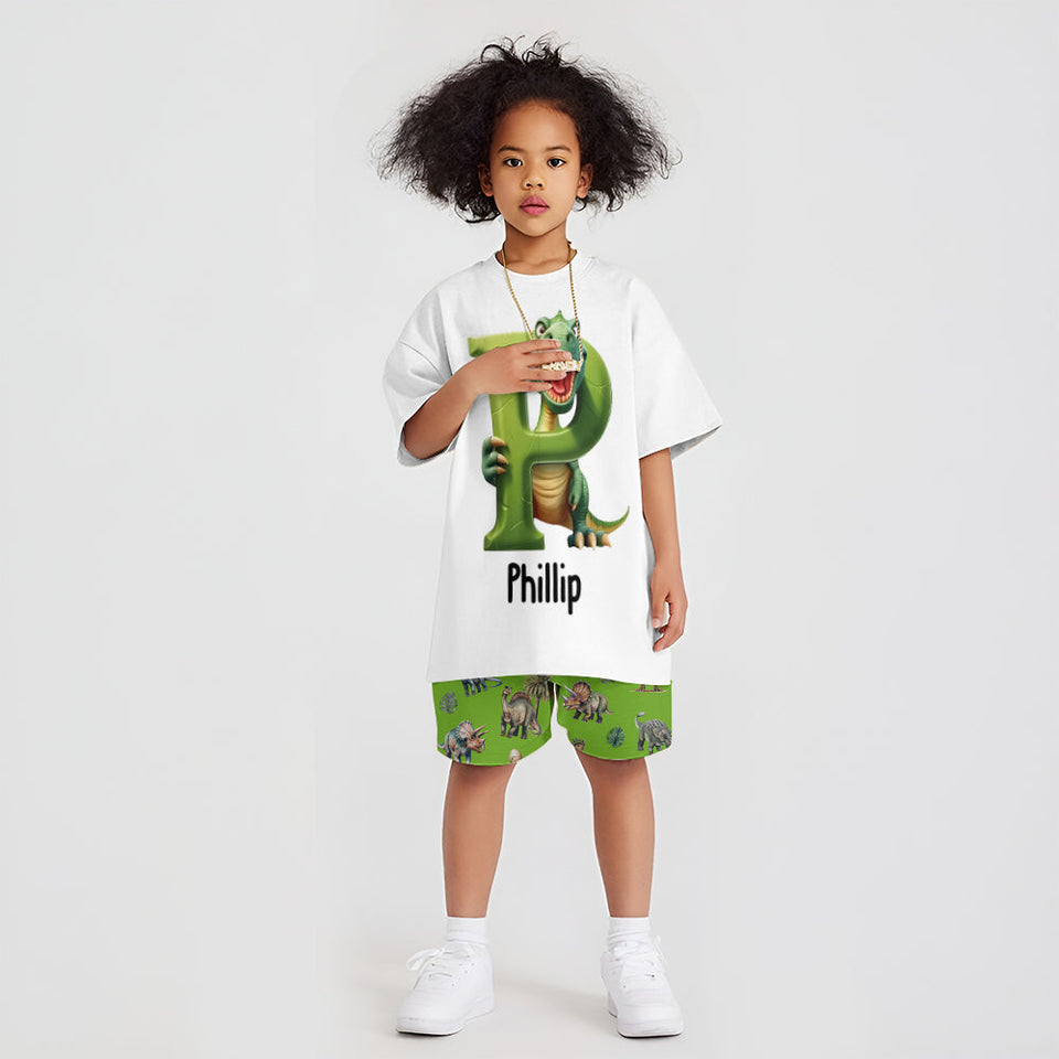 Cool Dinosaur Alphabet - Personalized Kid T-shirt & Shorts