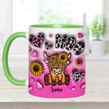 Sunflower Highland Cow - Personalized Accent Mug