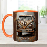 Vintage Camper Van Peace Symbol - Personalized Hippie Accent Mug