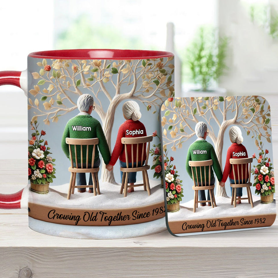 Growing Old Together - Personalized Couple Accent Mug