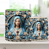 Mother Of God Rosette Wreath Emblem - Personalized Christian Accent Mug