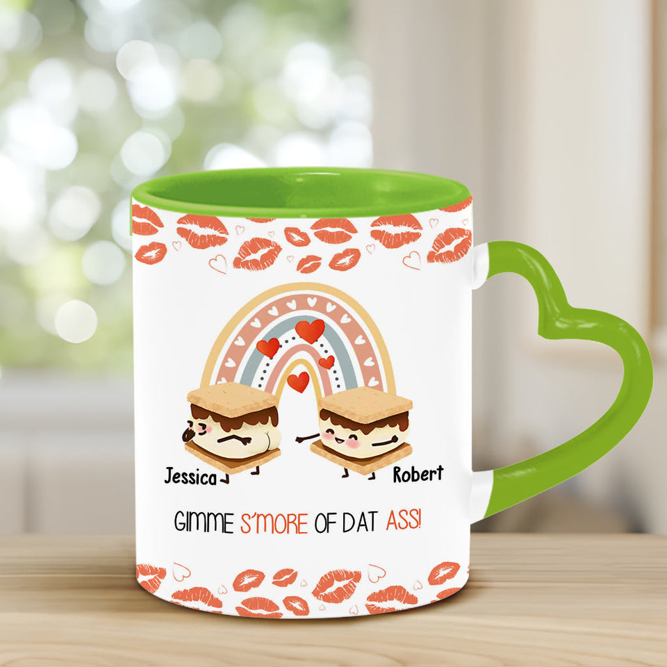 Gimme S'more Of That - Personalized Couple Heart Handle Mug
