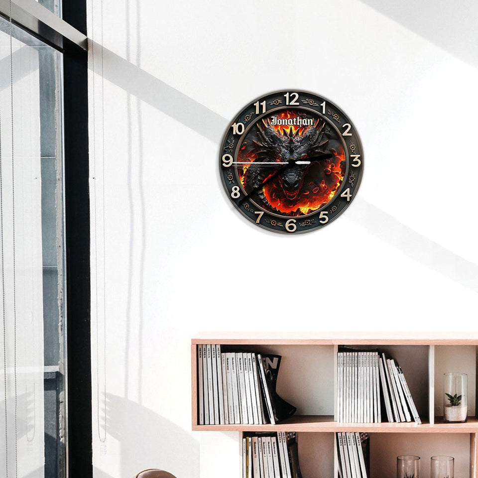 Volcanic Dragon - Personalized Dragon Wall Clock