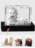 Custom Photo - Personalized Newborn Laser Engraving 3D Cuboid Shaped Crystal Lamp