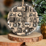 Vintage Fishing Alphabet - Personalized Fishing Ceramic Circle Ornament