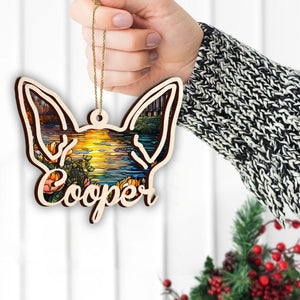 Dog Ears - Gift for dog lovers, cat lover, who lost dog, who lost cat - Personalized 2 Layered Piece Ornament