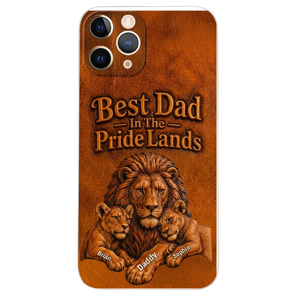 Papa Lion - Personalized Father 3D Embossed Leather Phone Case