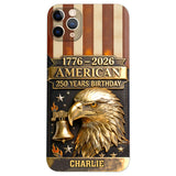 250th Anniversary - Personalized Bald Eagle Leather Phone Case