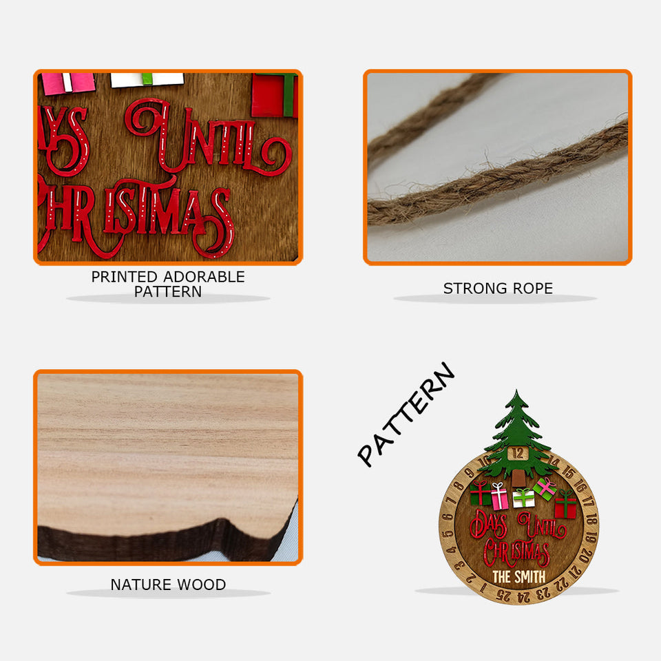 Days Until Christmas - Personalized Family Christmas Countdown Wood Sign 1
