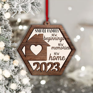 New Beginnings New Memories New Home - Personalized Housewarming 2 Layered Piece Ornament