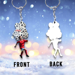 Happy Football Player - Personalized Football Keychain