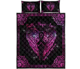 Faith Hope Love Breast Cancer Awareness  Quilt Set 0622