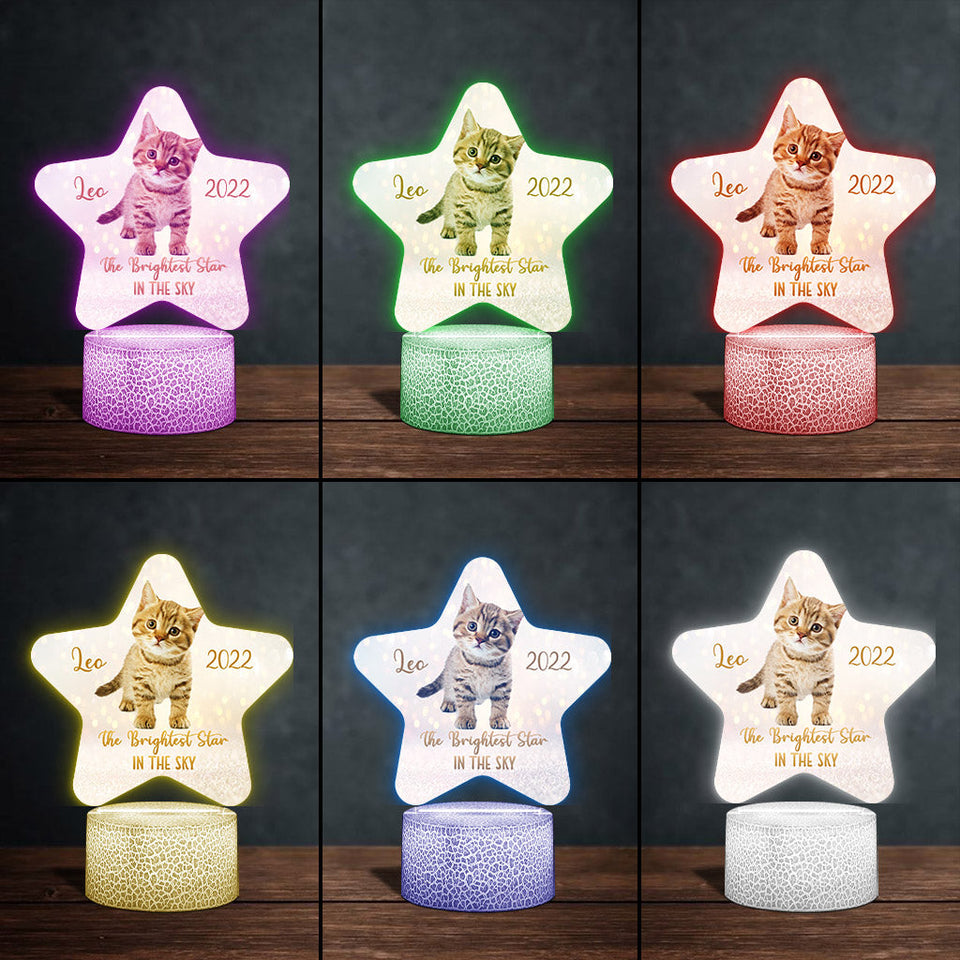 The Brightest Star In The Sky - Cat gift for who lose cat - Personalized Shaped Plaque Light Base