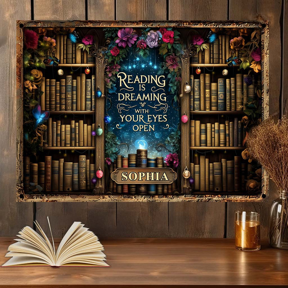 Reading is Dreaming - Personalized Book Rectangle Metal Sign