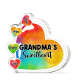 Grandma's Sweetheart With Grandchildren - Personalized Grandma Custom Shaped Acrylic Plaque
