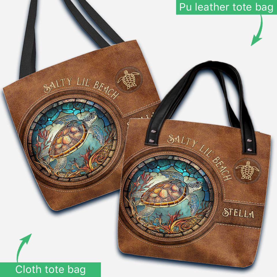 Stained Glass Turtle - Personalized Turtle Tote Bag