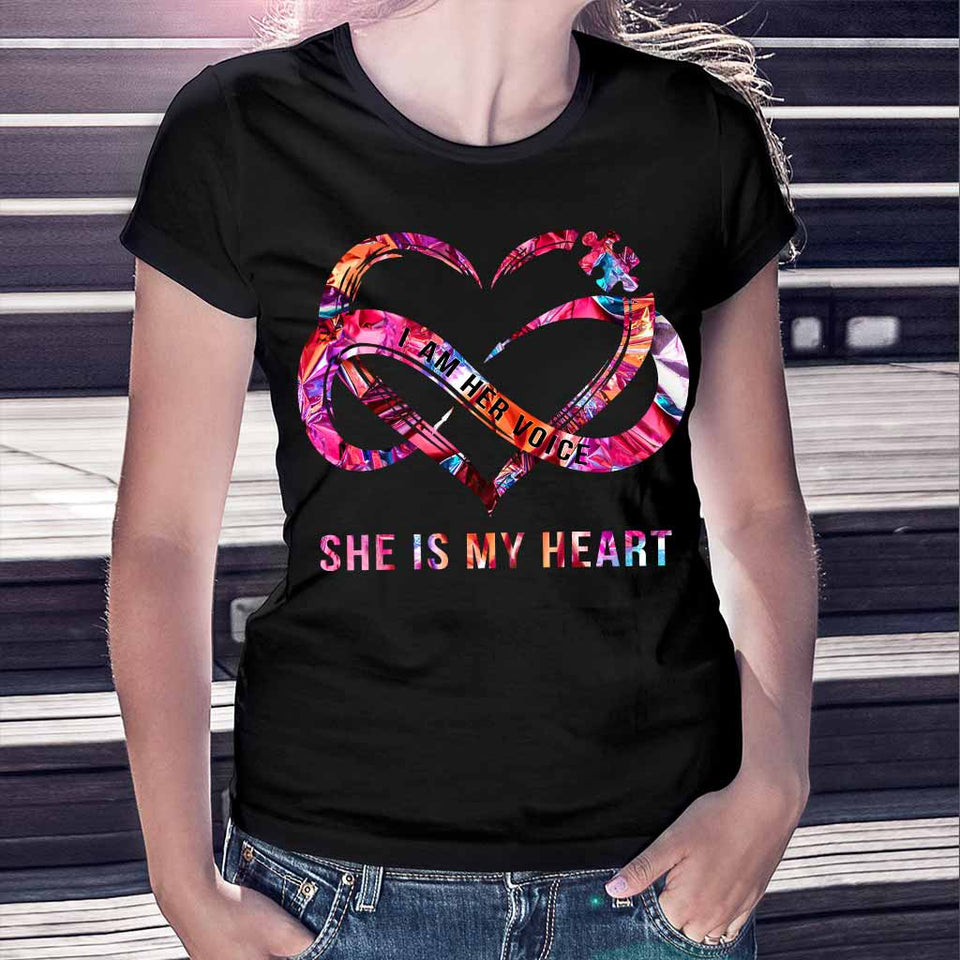 Je suis sa voix, il est mon cœur - T-shirt et sweat à capuche personnalisés pour la sensibilisation à l'autisme