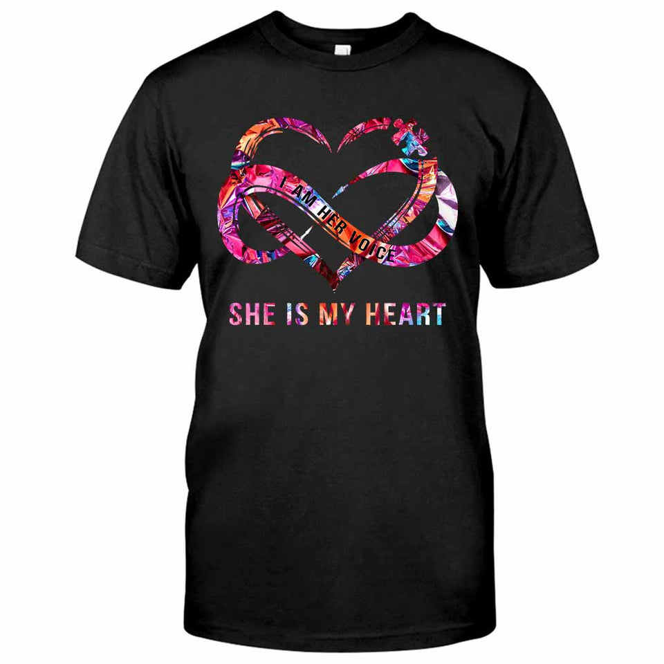 Je suis sa voix, il est mon cœur - T-shirt et sweat à capuche personnalisés pour la sensibilisation à l'autisme