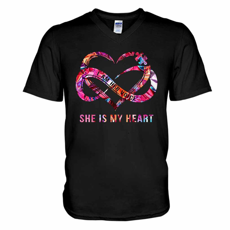 Je suis sa voix, il est mon cœur - T-shirt et sweat à capuche personnalisés pour la sensibilisation à l'autisme