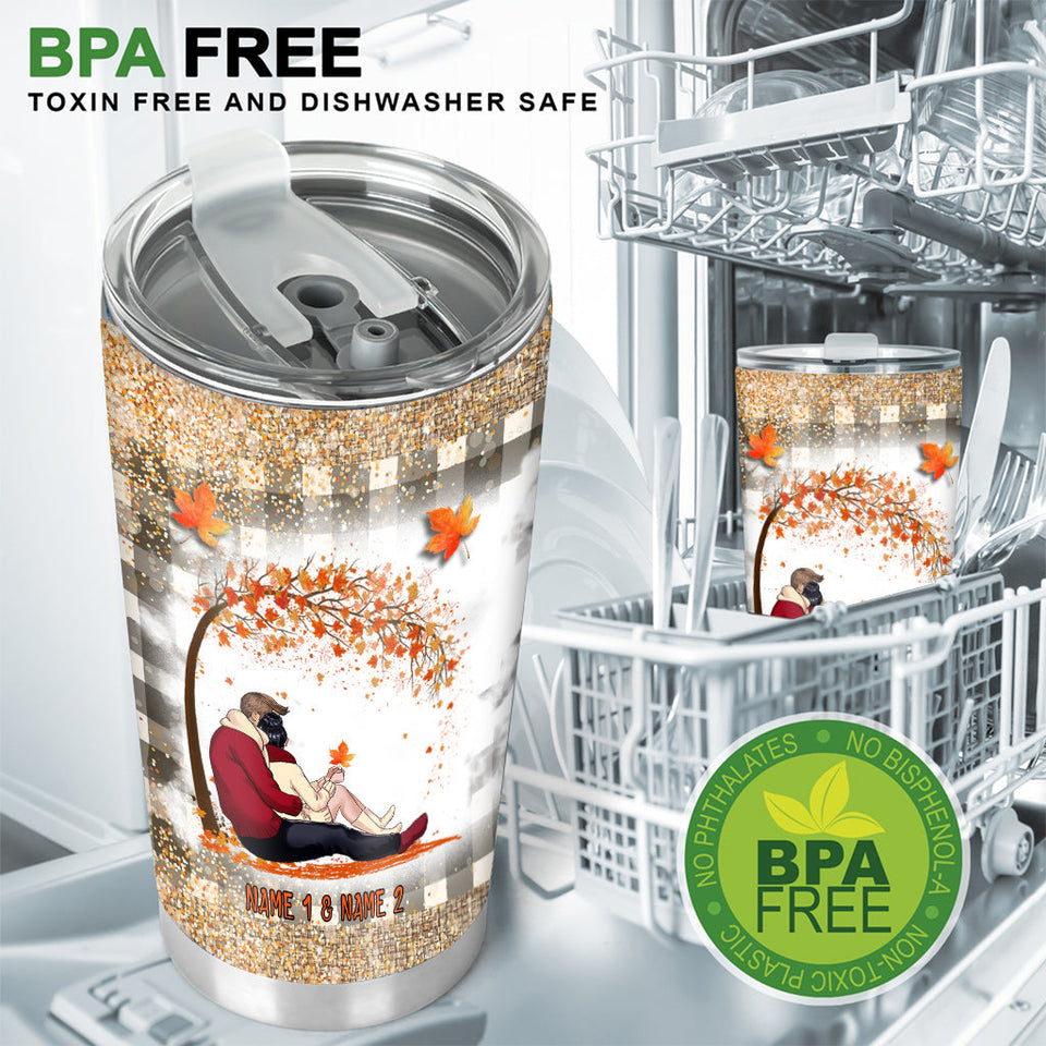 I Fall In Love All Over Again - Personalized Fall Couple Tumbler