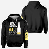 Low Battery Need Beer - Personalized Beer All Over Shirt